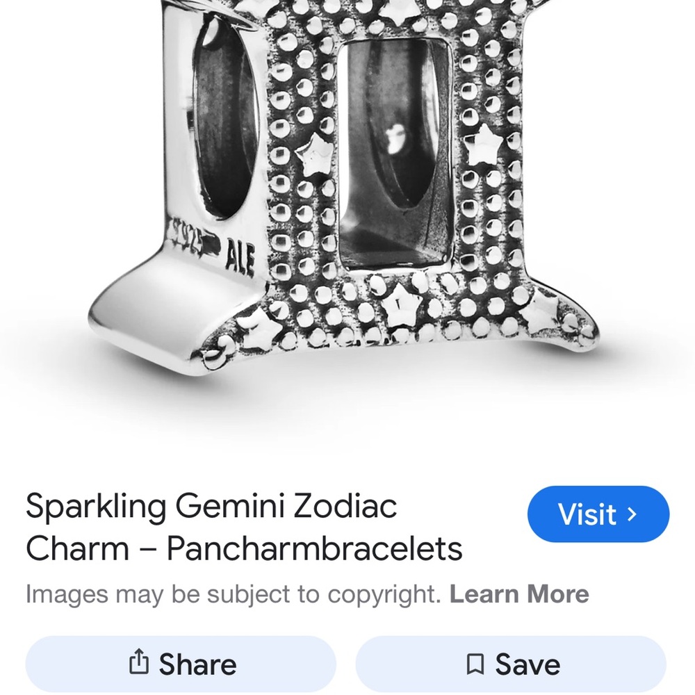 Pandora Silver Sparkling Gemini Zodiac Charm